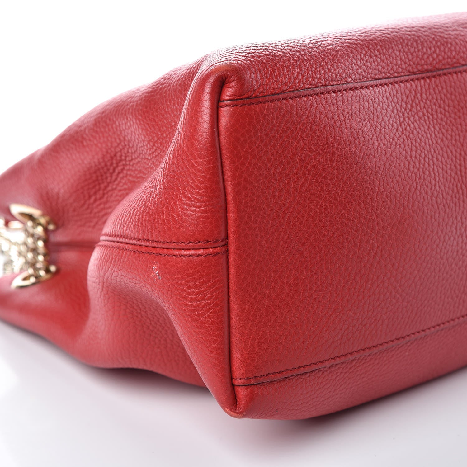 Gucci Pebbled Calfskin Medium Soho Chain Shoulder Bag Tabasco Red 8 of 17