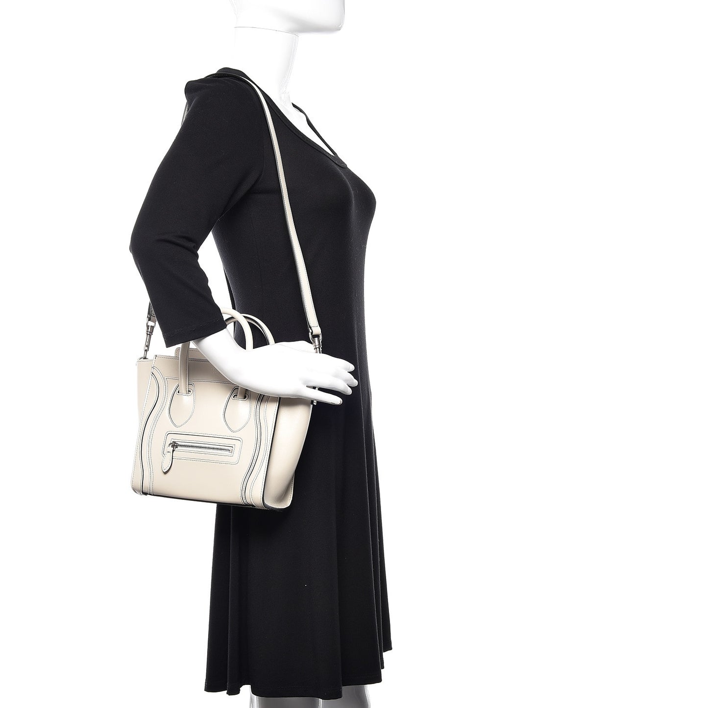 Satin Calfskin Nano Debossed Luggage White