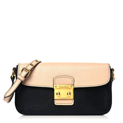 Miu Miu Goatskin Madras Shoulder Bag Black Cammeo 1 of 11