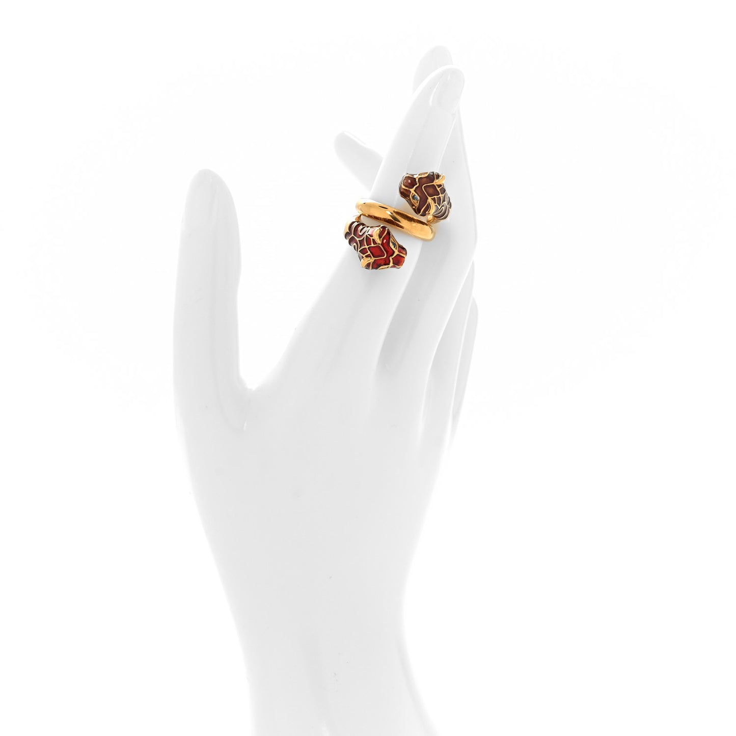 Tiger Heads Double Wrap Ring 49 5 Aged Gold Red