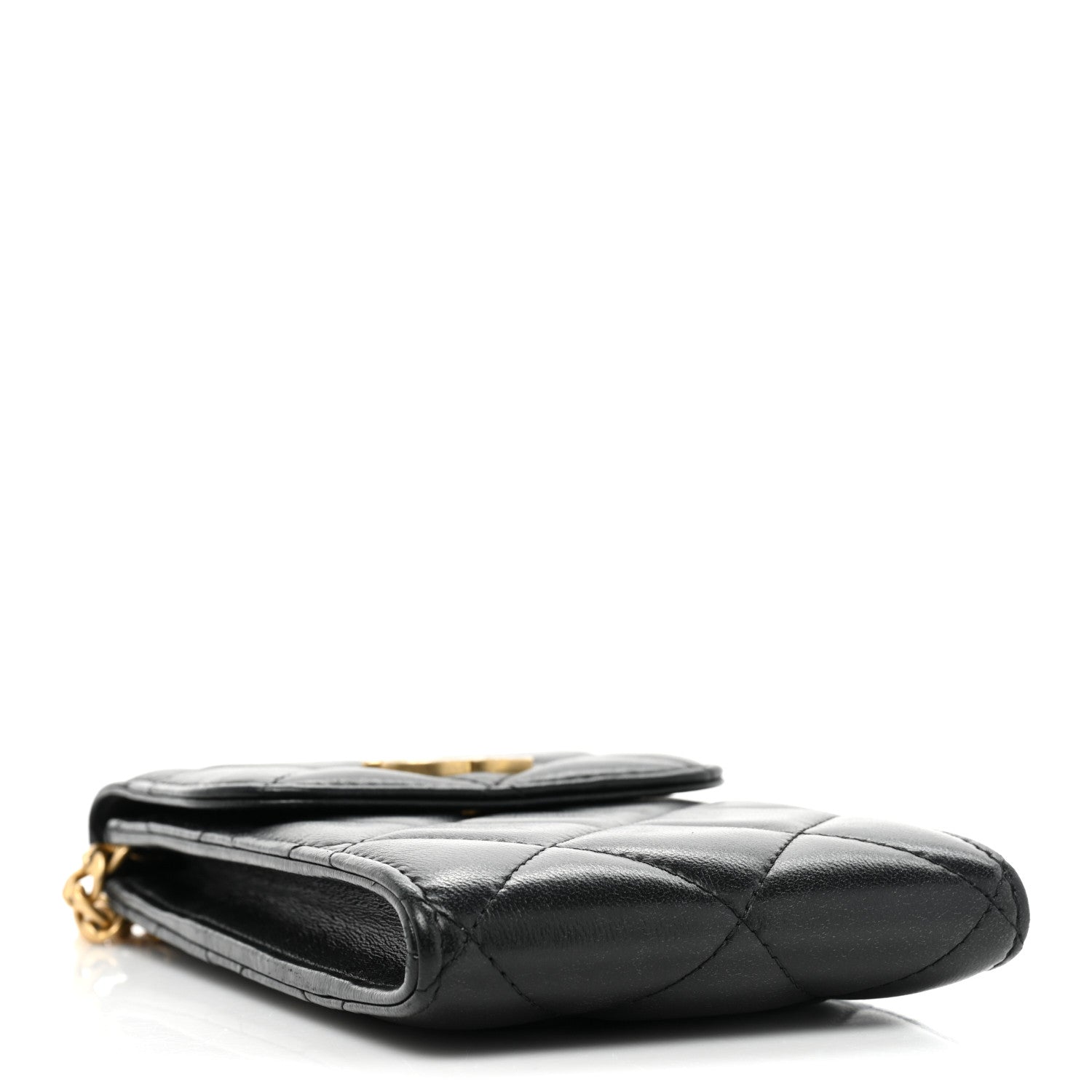 Chanel Lambskin Enamel Quilted Chain Phone Holder Black 4 of 13