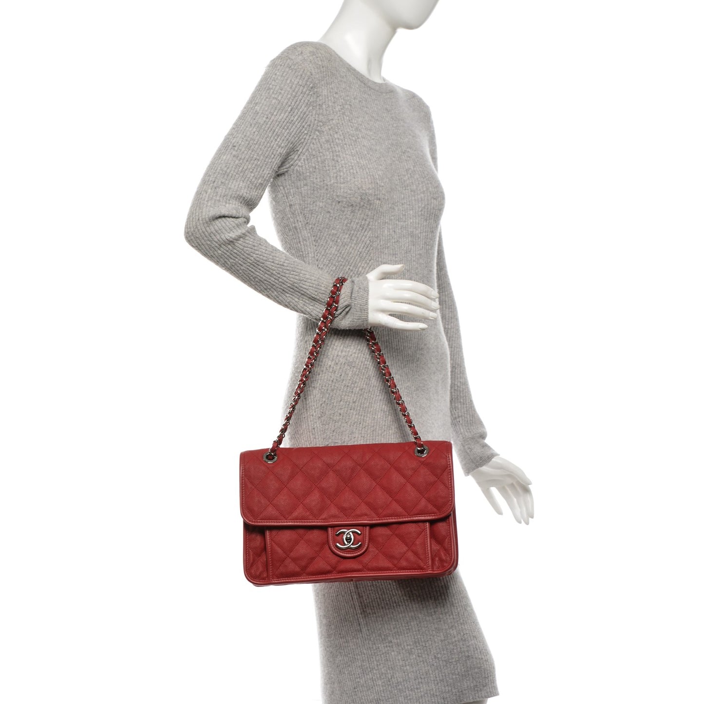 Caviar Large French Riviera Flap Red