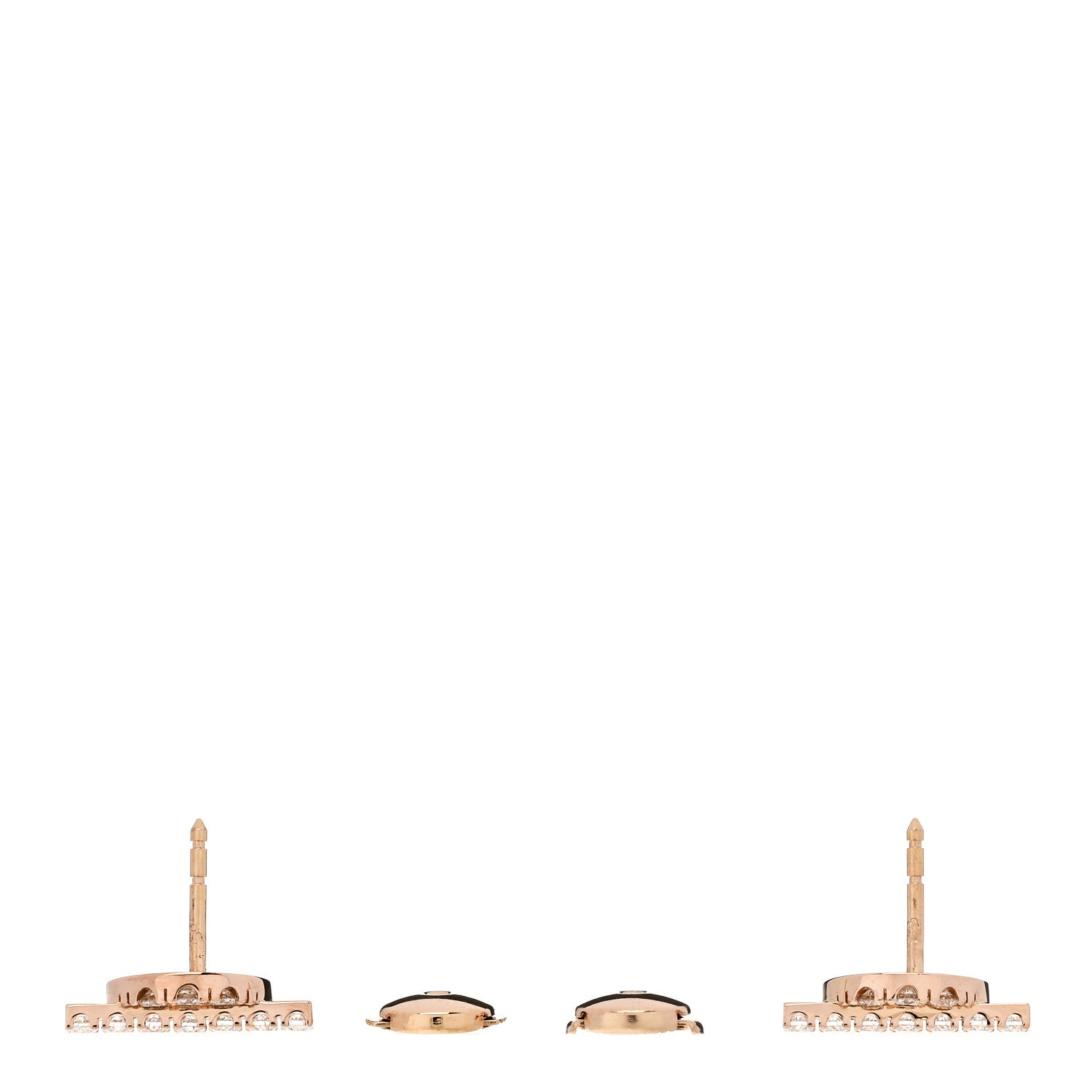 Hermes 18K Rose Gold Diamond Finesse Earrings 3 of 5