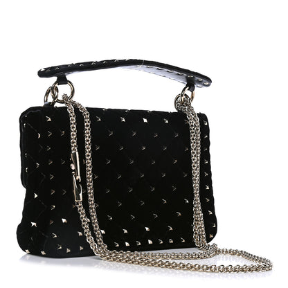 Valentino Garavani Velvet Medium Rockstud Spike Shoulder Bag Black 2 of 4