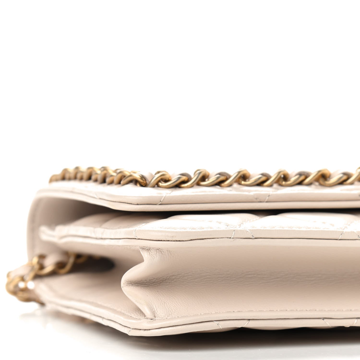 Chanel Lambskin Quilted Chain Around Wallet On Chain WOC Beige 9 of 10