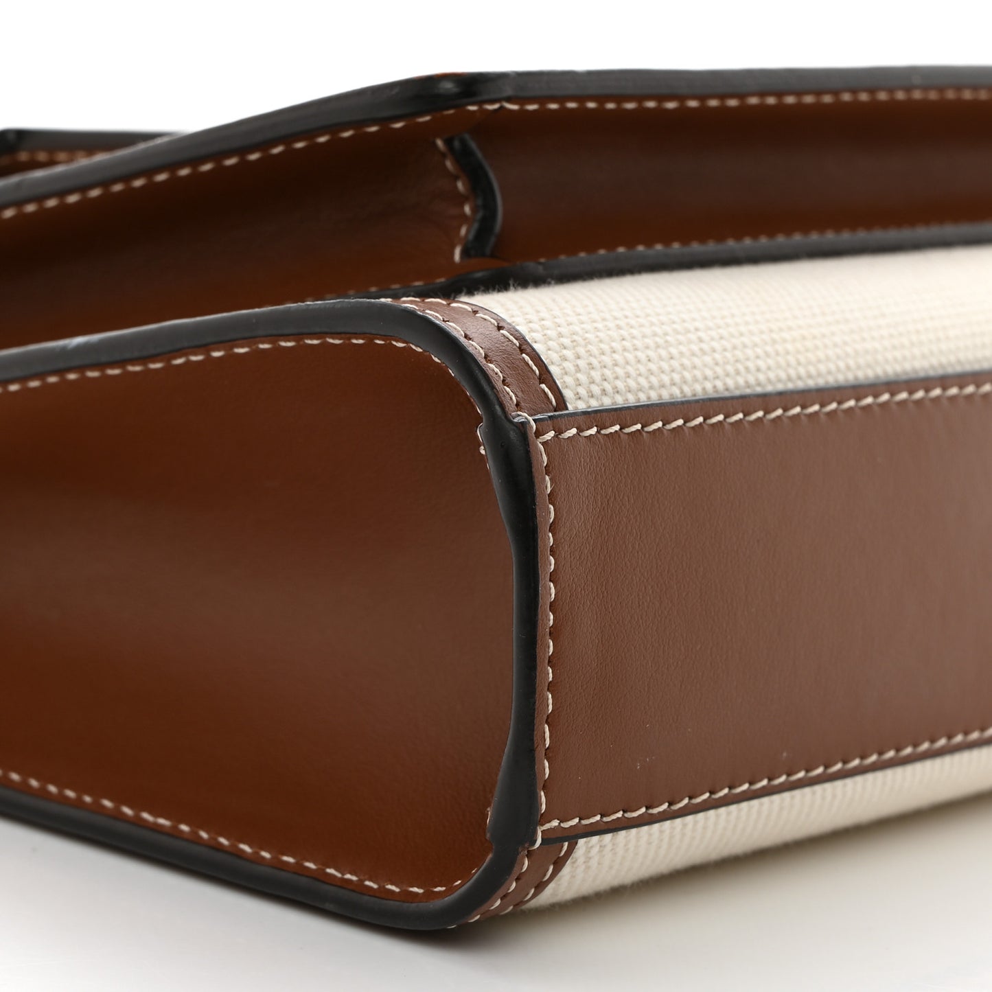 Canvas Smooth Calfskin Two Tone Mini Pocket Bag Natural Tan Fiery Red