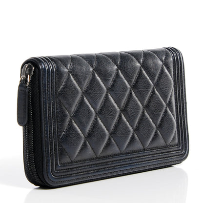 Chanel Calfskin Quilted Boy Zip Around Wallet Black 3 of 8