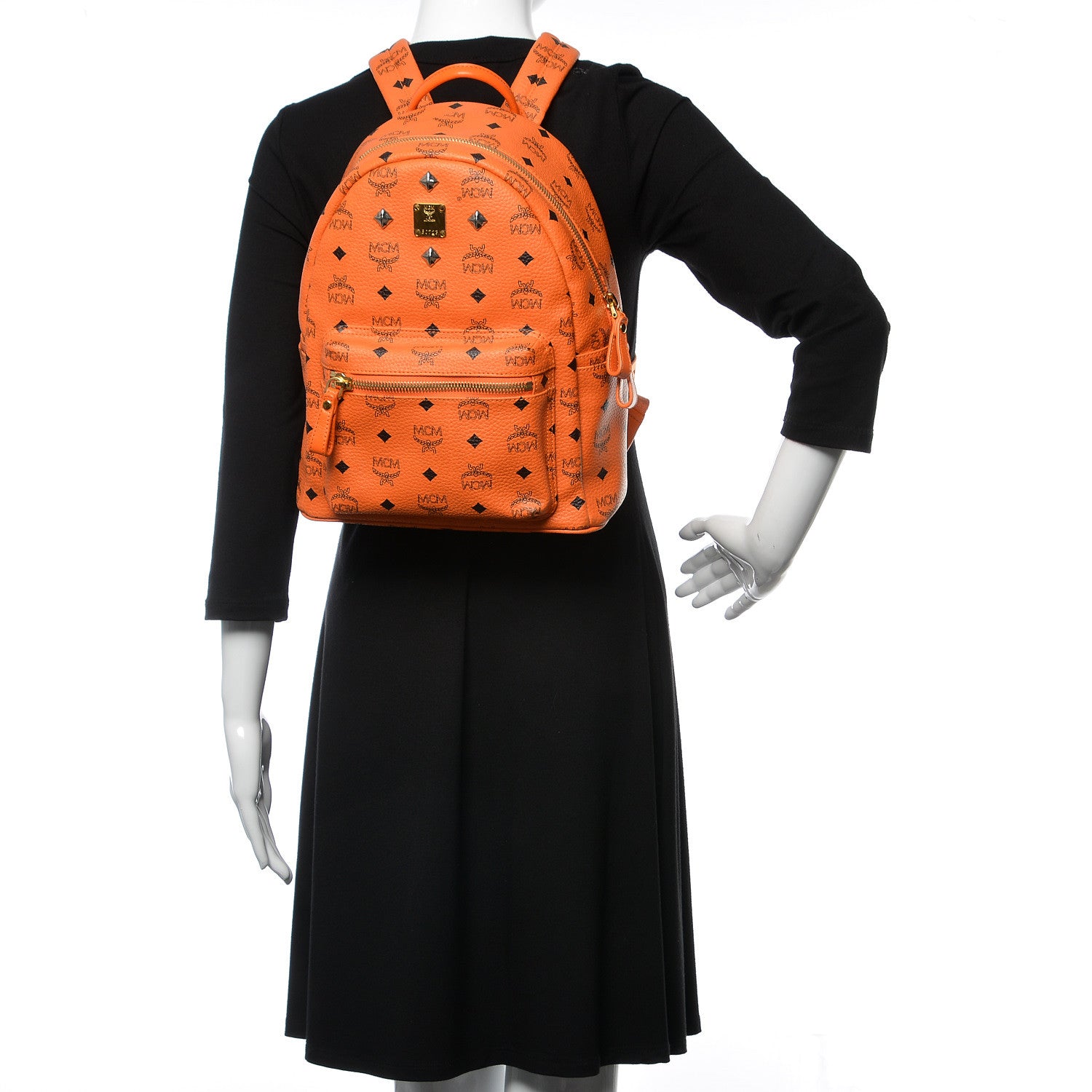 MCM Visetos Small Sprinkle Stud Stark Backpack Orange 2 of 11