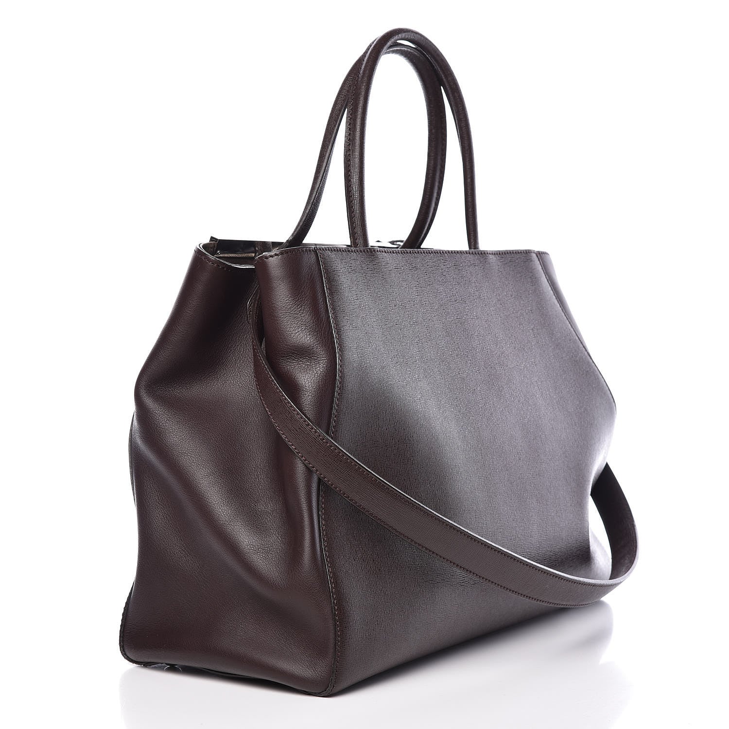 Fendi Vitello Elite Regular 2Jours Tote Caffe Noir 3 of 22