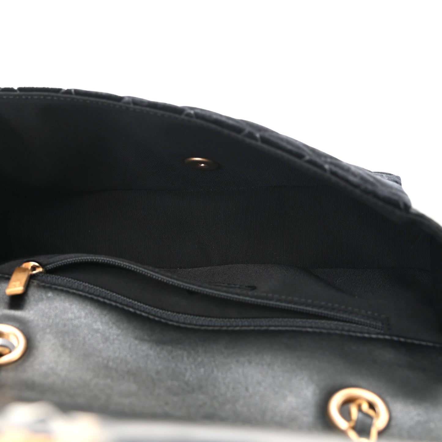 Metallic Lambskin Velvet Quilted Medium Flap Black