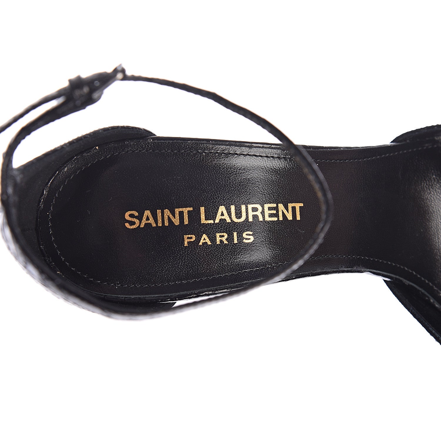 Saint Laurent Watersnake Crystal Embellished Zoe 105 Ankle Strap Pumps 35 Black 5 of 8