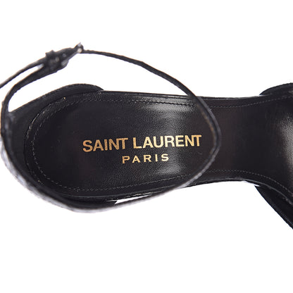 Saint Laurent Watersnake Crystal Embellished Zoe 105 Ankle Strap Pumps 35 Black 5 of 8