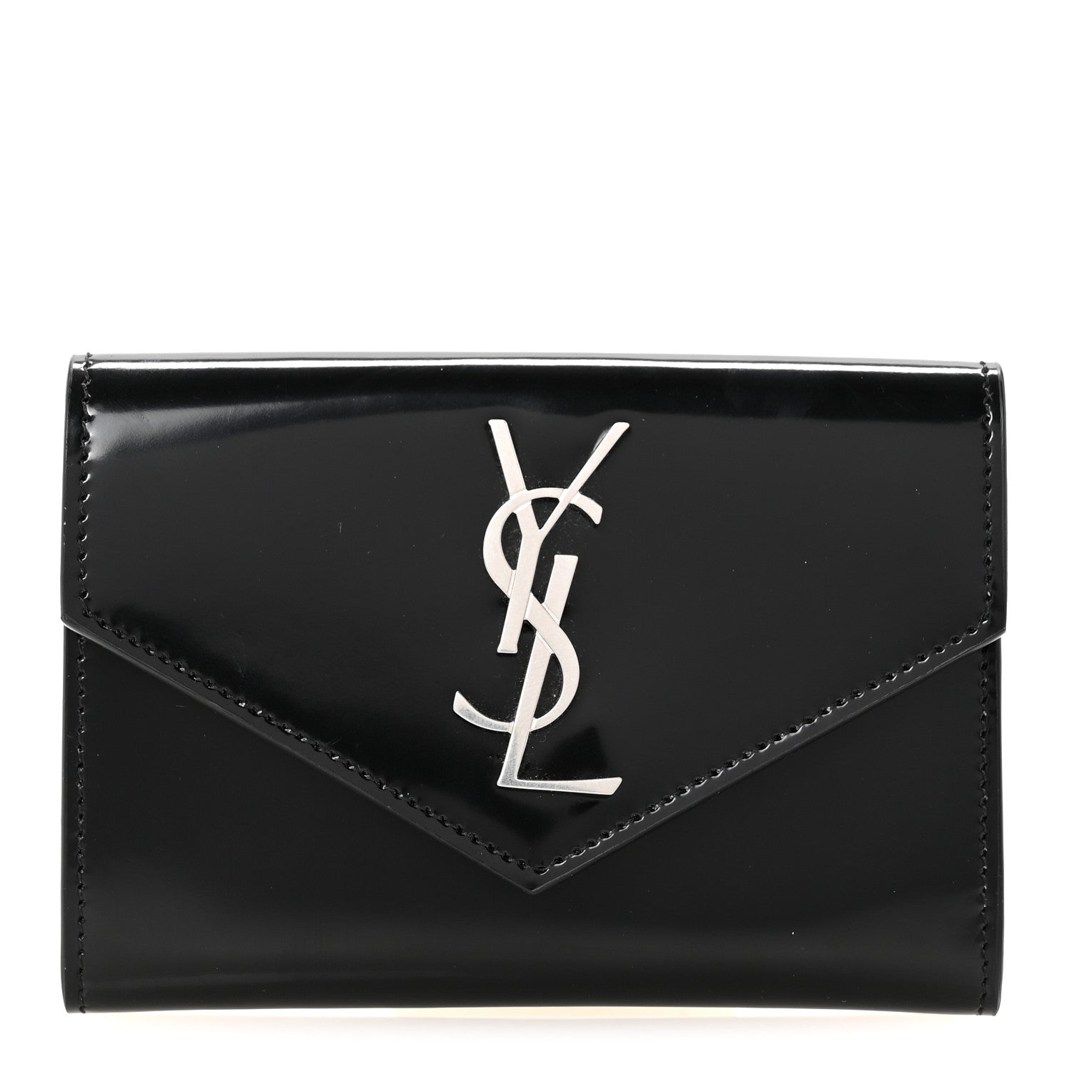 Saint Laurent Patent Calfskin Small Monogram Envelope Wallet Black 1 of 7