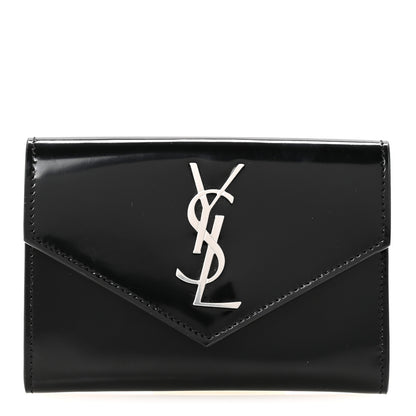 Saint Laurent Patent Calfskin Small Monogram Envelope Wallet Black 1 of 7