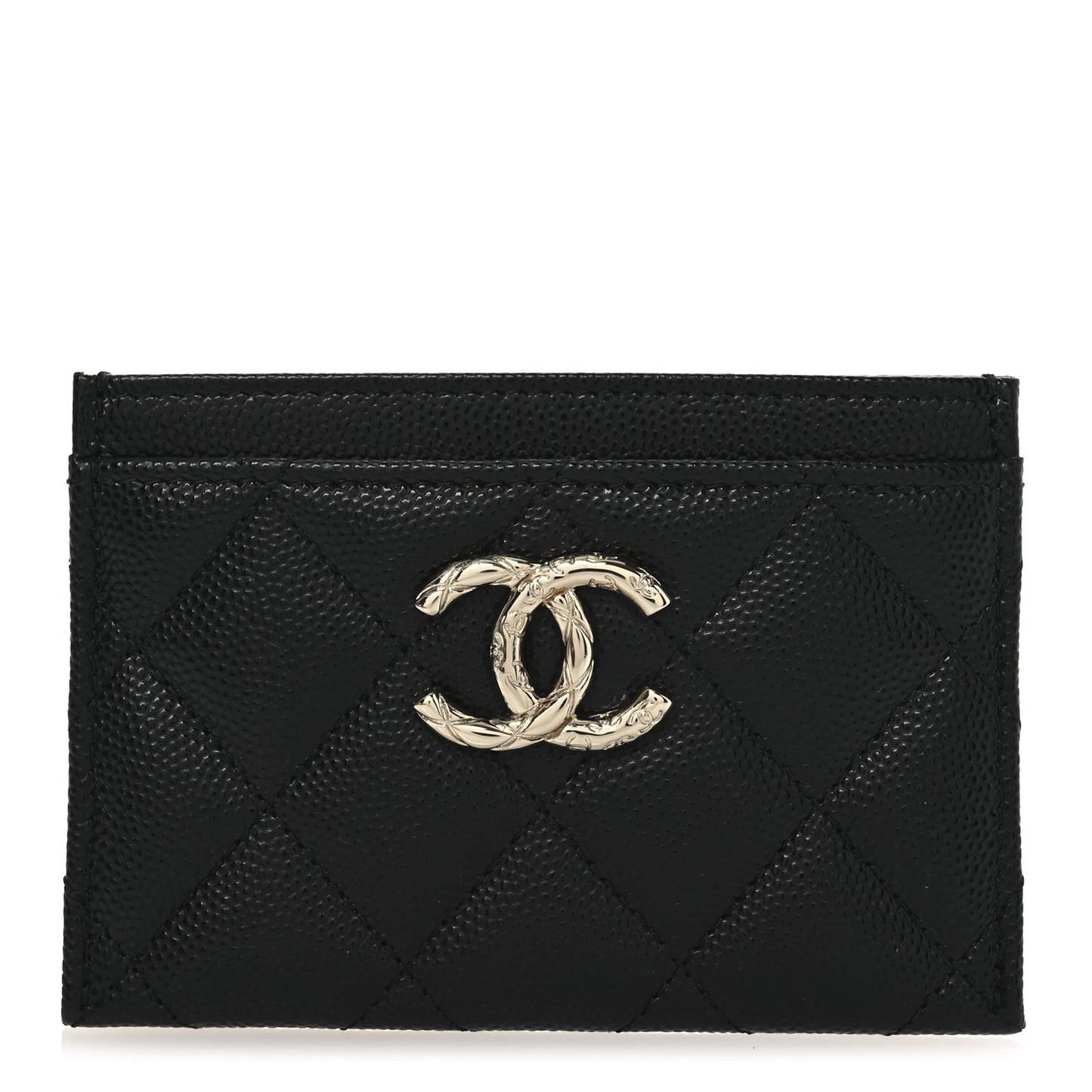 Caviar Quilted CC Card Holder Black