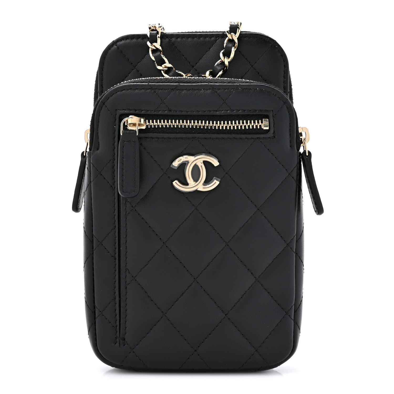 Chanel Lambskin Quilted CC Phone Holder Black 1 of 10