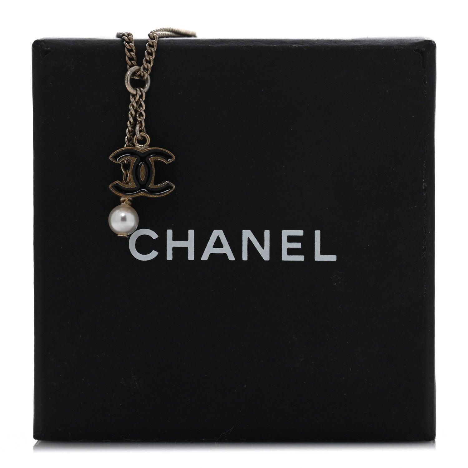 Chanel Enamel Pearl CC Necklace Black Gold 4 of 5