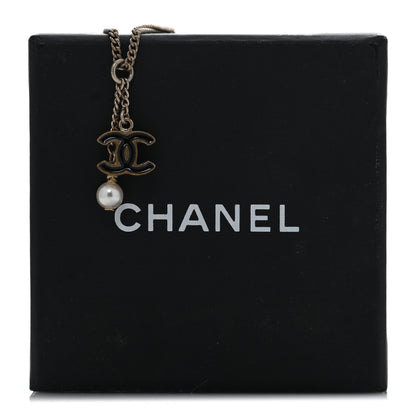 Chanel Enamel Pearl CC Necklace Black Gold 4 of 5
