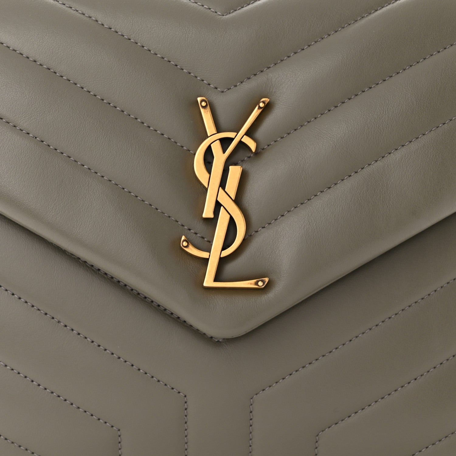 Saint Laurent Calfskin Y Quilted Monogram Medium Loulou Chain Satchel Storm 8 of 10