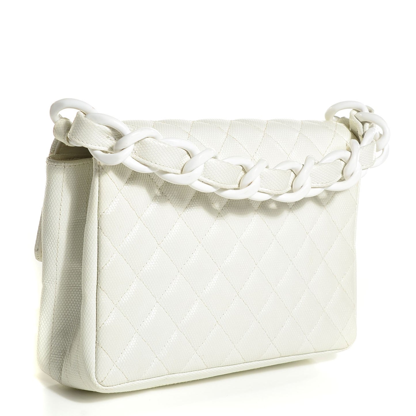 Lizard Quilted Small Flap White