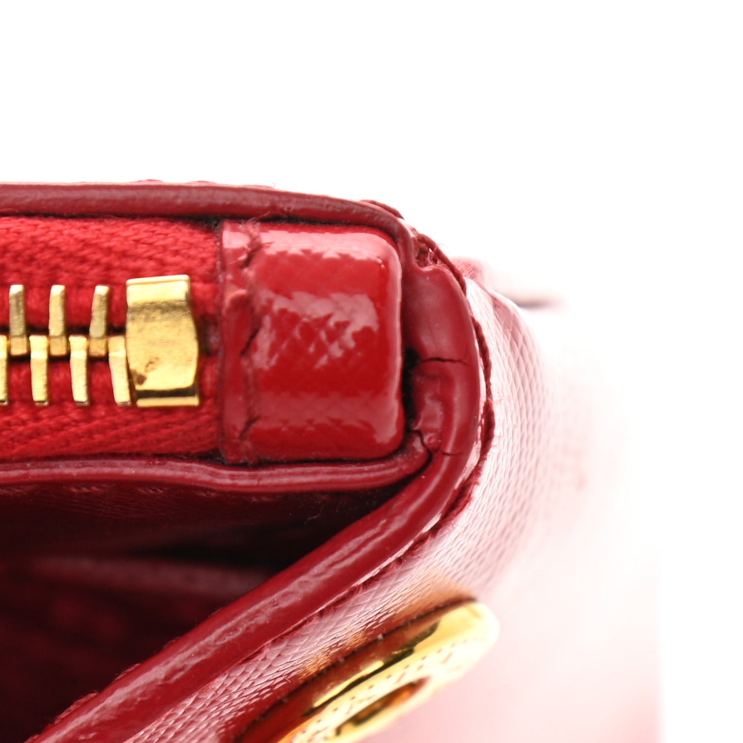 Saffiano Vernice Small Galleria Double Zip Rosso