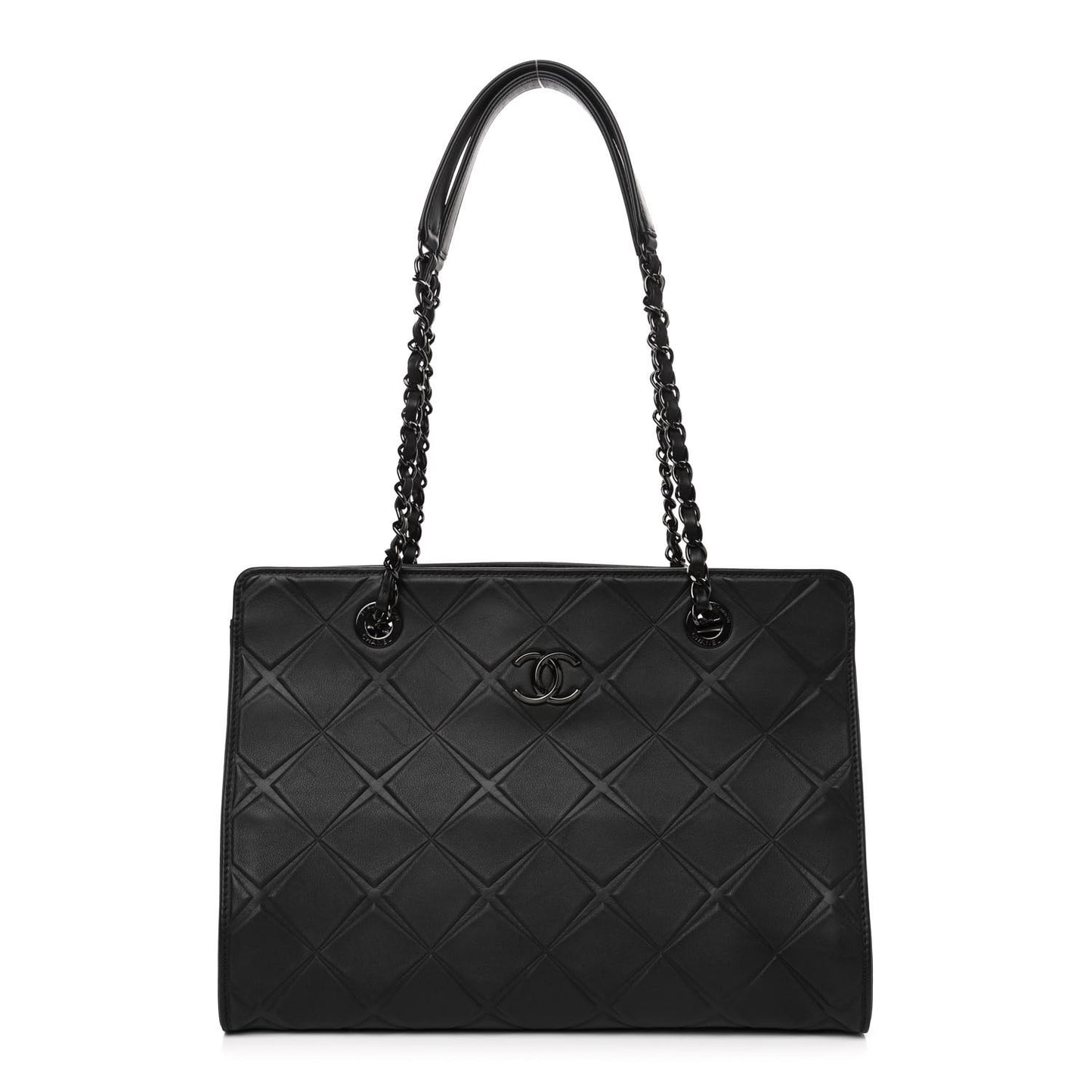 Calfskin Propeller Shopping Tote Black