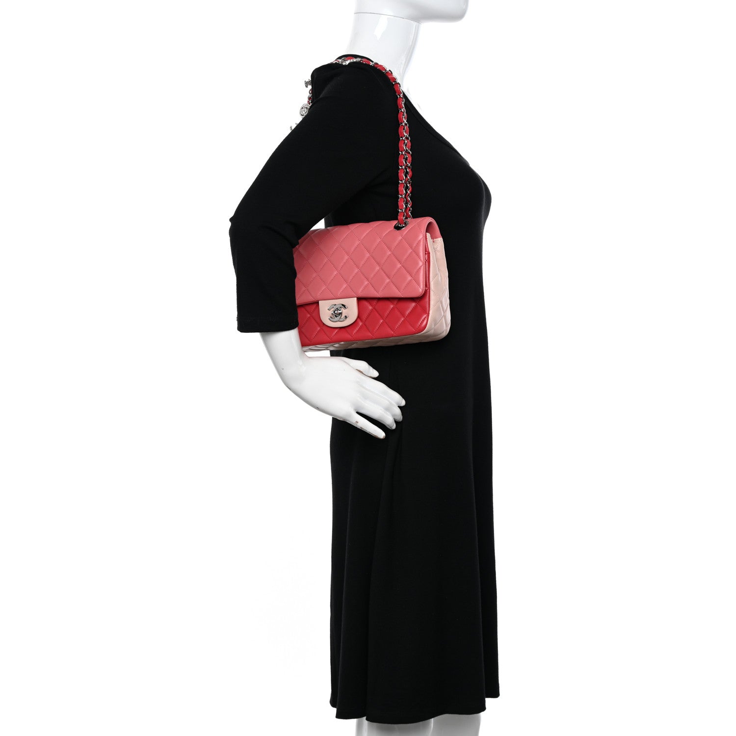 Chanel Lambskin Quilted Tri-Color Medium Valentine Charms Single Flap Pink 2 of 10