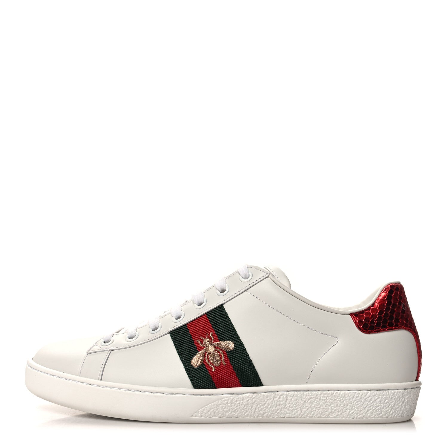 Gucci Calfskin Ayers Bee Embroidered Womens Ace Sneakers 39 White Green 1 of 9