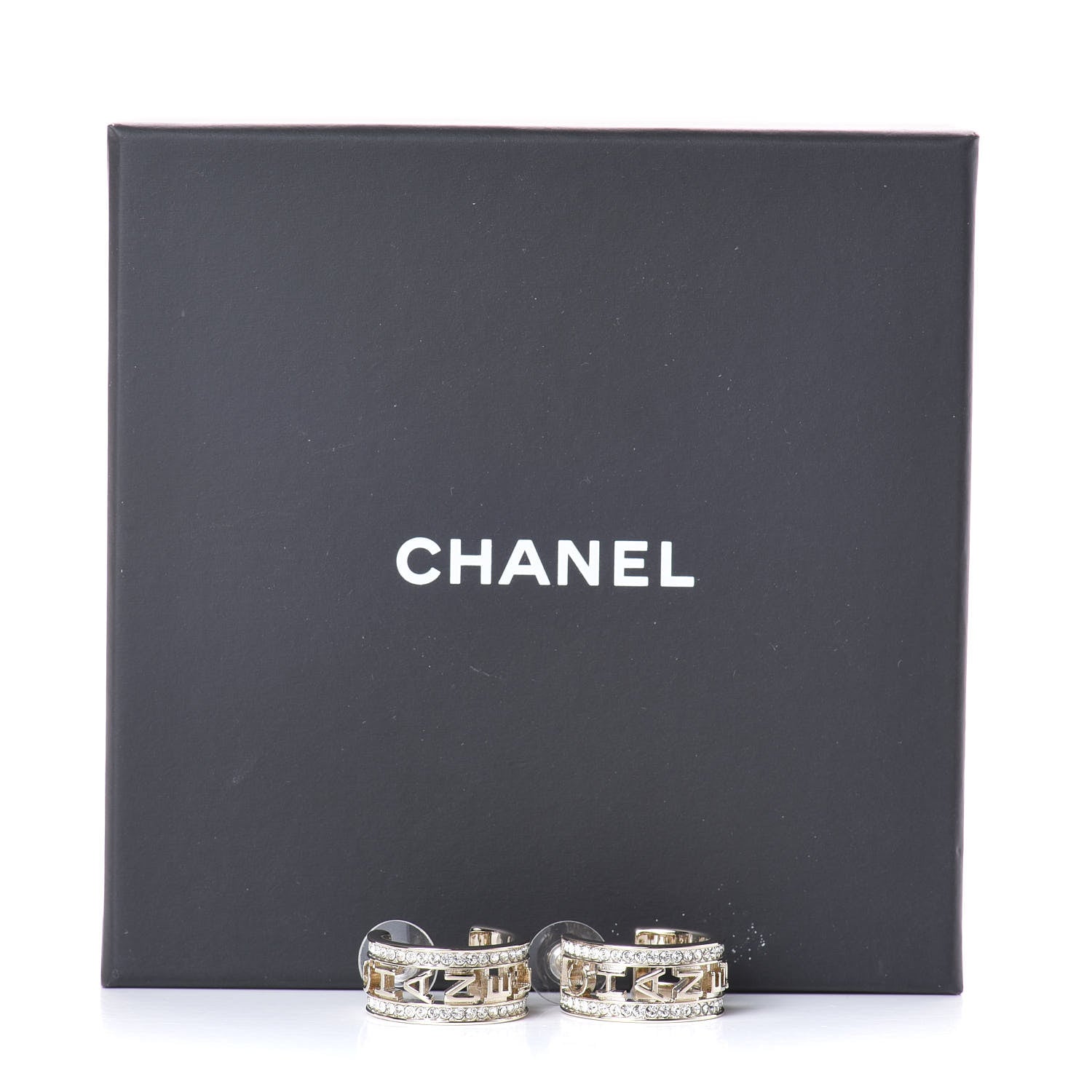 Chanel Metal Crystal Bow-tiful CC Hoop Earrings Gold 6 of 6