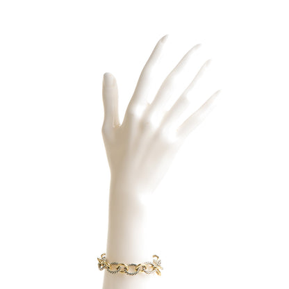 David Yurman Sterling Silver 18K Yellow Gold 12mm Large Oval Link Bracelet 2 of 4