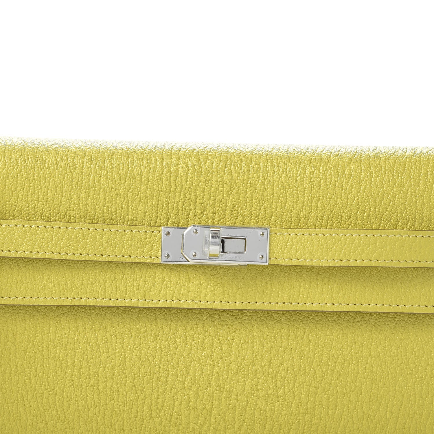 Hermes Chevre Mysore Kelly Wallet To Go Lime 9 of 10