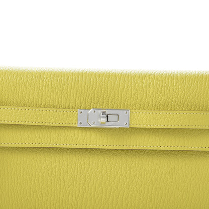 Hermes Chevre Mysore Kelly Wallet To Go Lime 9 of 10