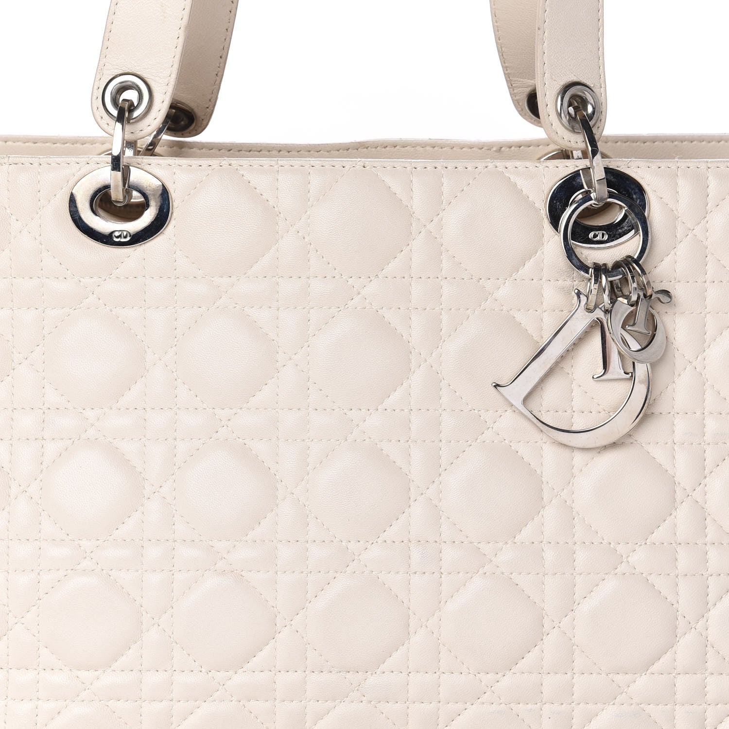 Christian Dior Lambskin Cannage Large Lady Dior Shopper Tote White 13 of 13