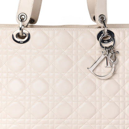 Christian Dior Lambskin Cannage Large Lady Dior Shopper Tote White 13 of 13
