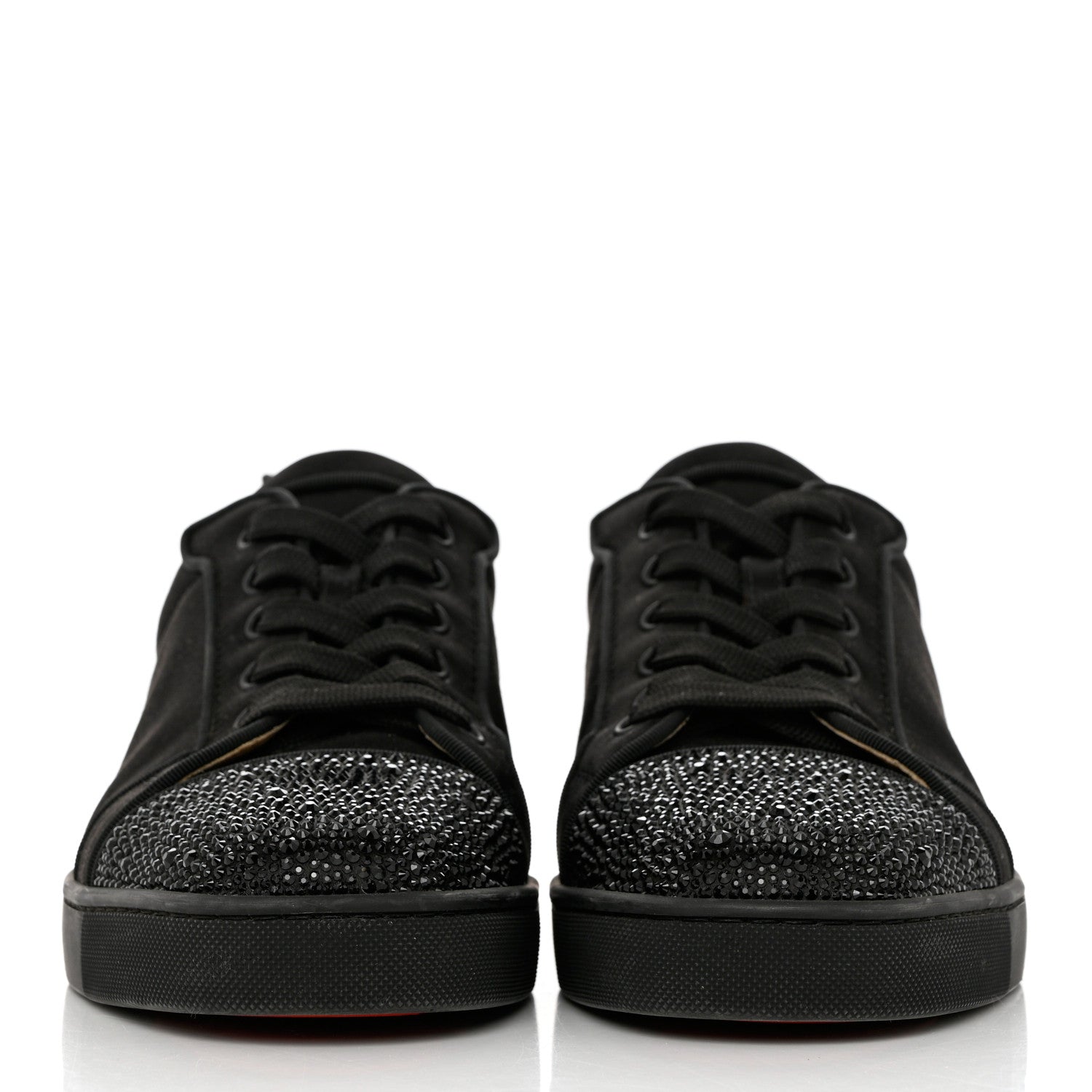Christian Louboutin Satin Strass Louis Junior Flat Sneakers 43 Black 2 of 12