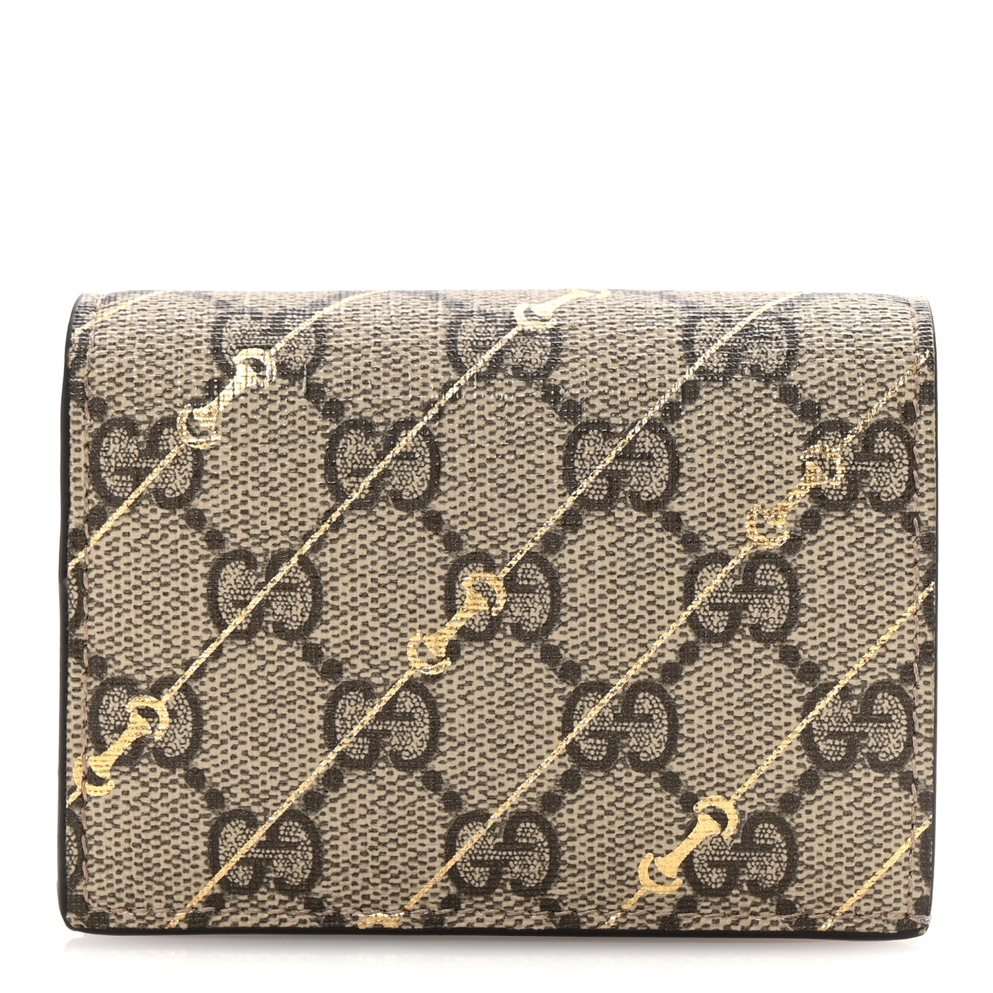 GG Supreme Monogram Calfskin Horsebit Print Card Case Beige Ebony Light Pink