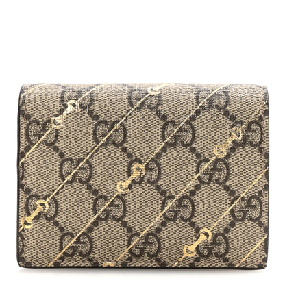 Gucci GG Supreme Monogram Calfskin Horsebit Print Card Case Beige Ebony Light Pink 1 of 8