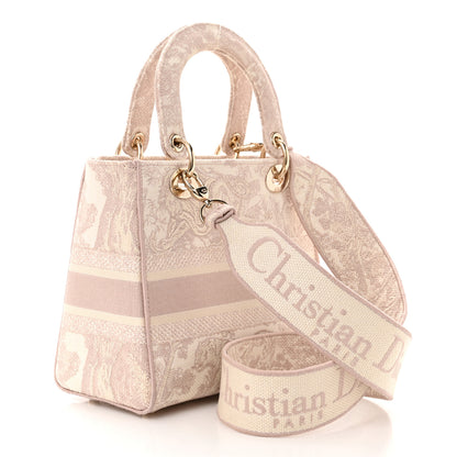 Christian Dior Canvas Toile De Jouy Reverse Embroidered Medium Lady D-Lite Rose 3 of 10