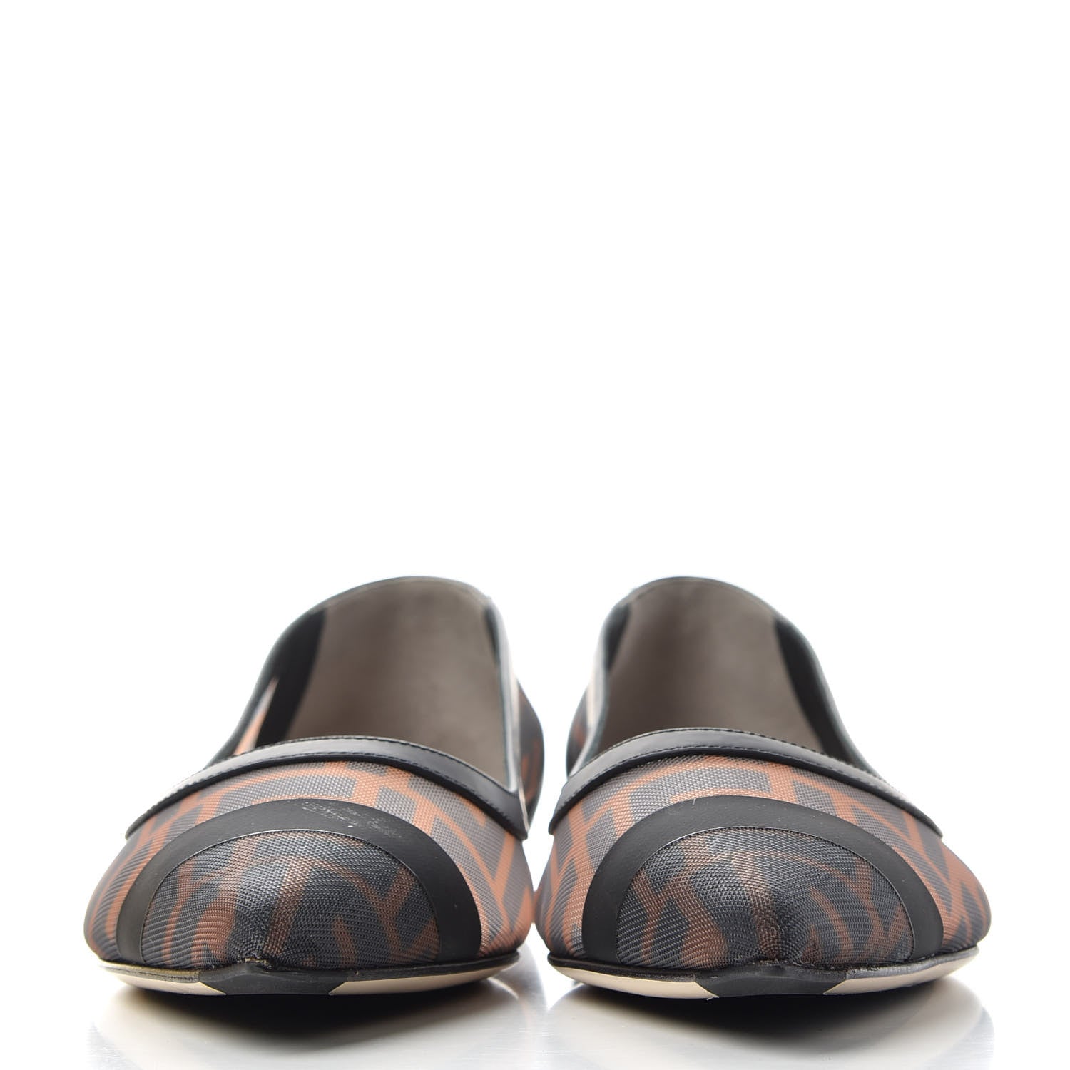 Fendi Mesh FF Skimmer Ballerina Flats 39 Tobacco Moro Black 2 of 10