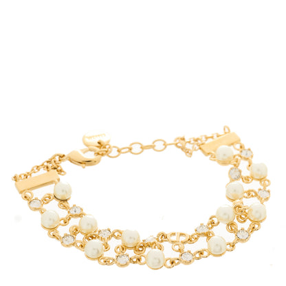Christian Dior Crystal Pearl Resin Treasure Bracelet Gold 1 of 3