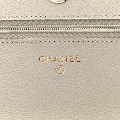 Chanel Caviar Quilted Wallet On Chain WOC Light Gray 6 of 12
