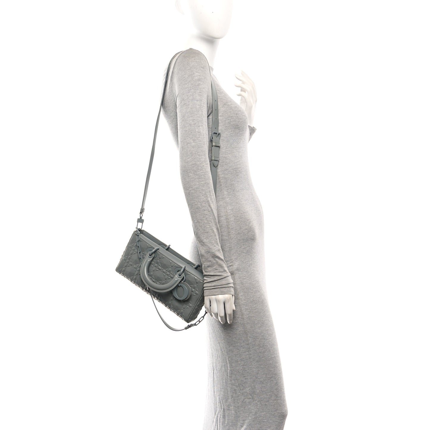 Calfskin Cannage Diamond Medium Lady D-Joy Grey