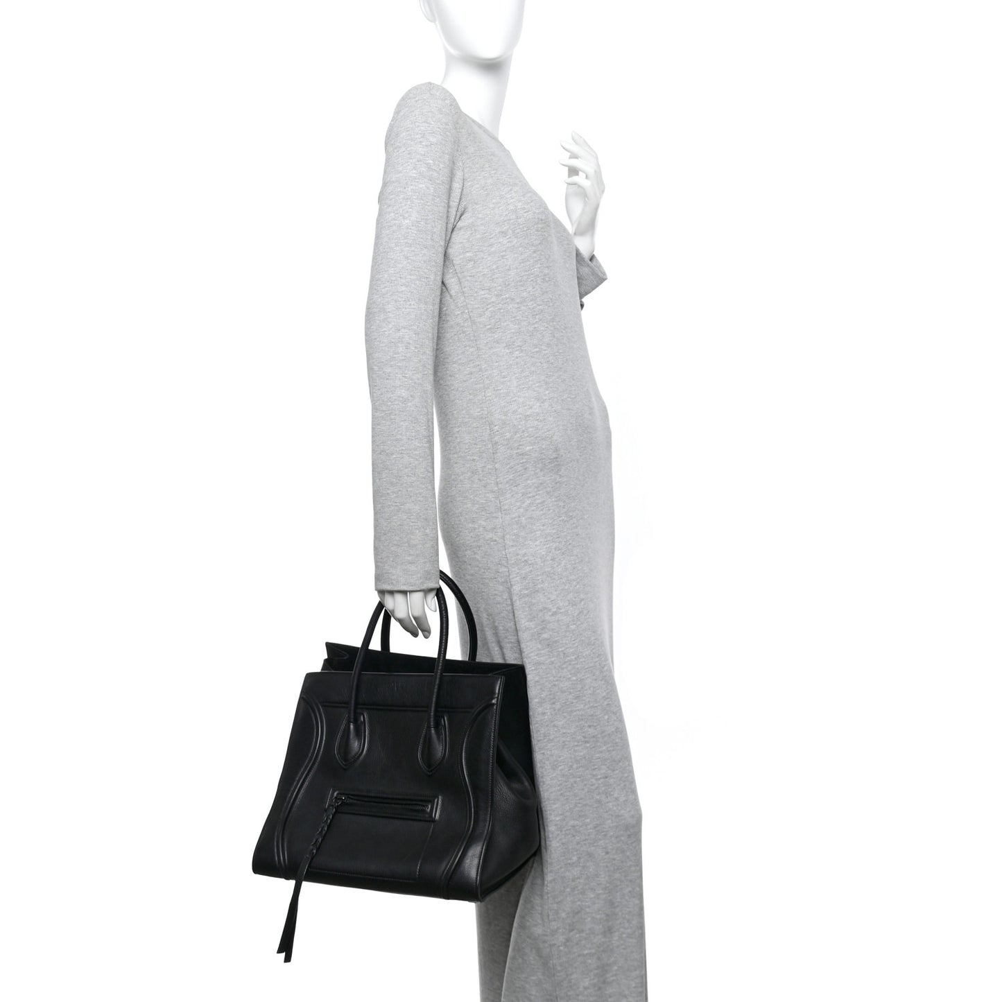 Grained Calfskin Medium Phantom Luggage Black