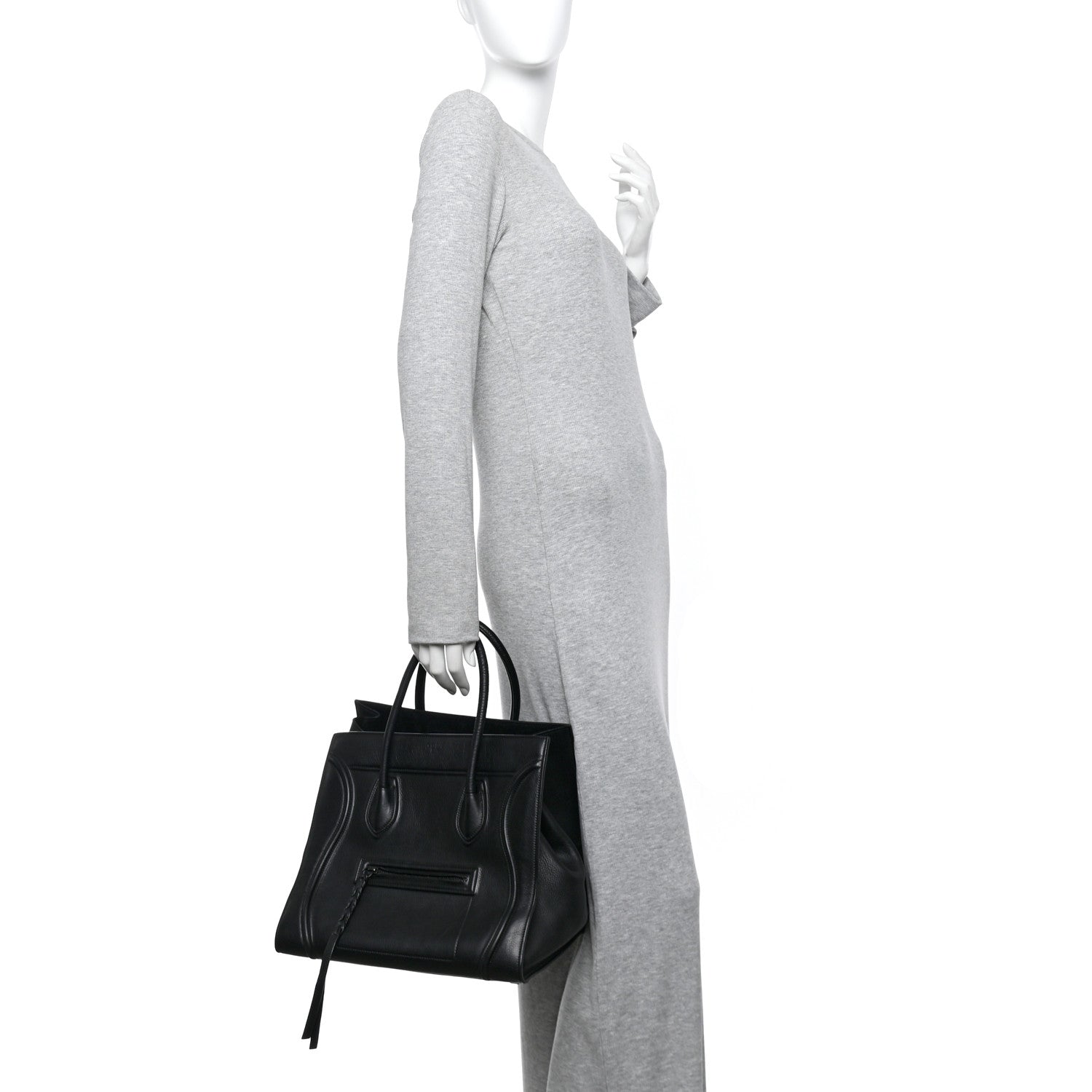 Celine Grained Calfskin Medium Phantom Luggage Black 2 of 14