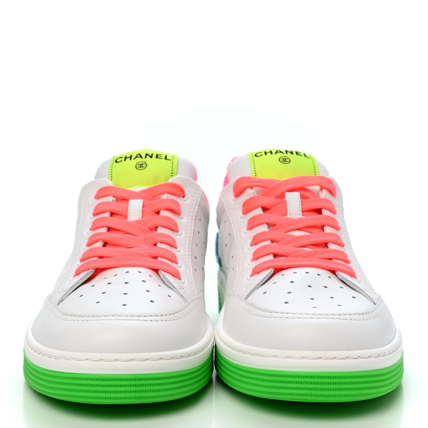 Calfskin Mens Logo Sneakers 43 White Multicolor
