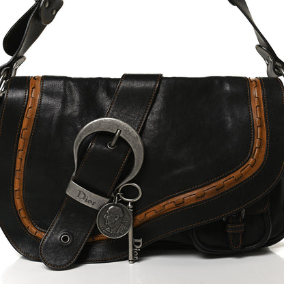 Christian Dior Calfskin Medium Gaucho Double Saddle Bag Black 8 of 10