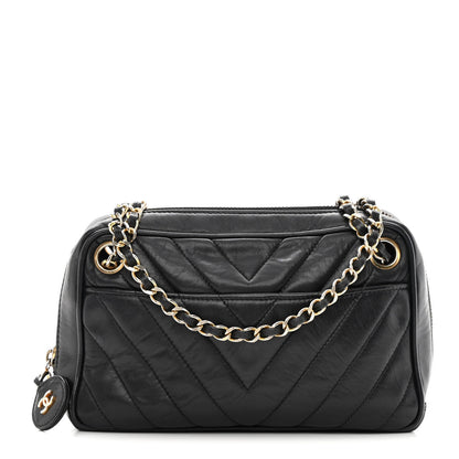 Chanel Lambskin Chevron Quilted Small Camera Case Black 1 of 15