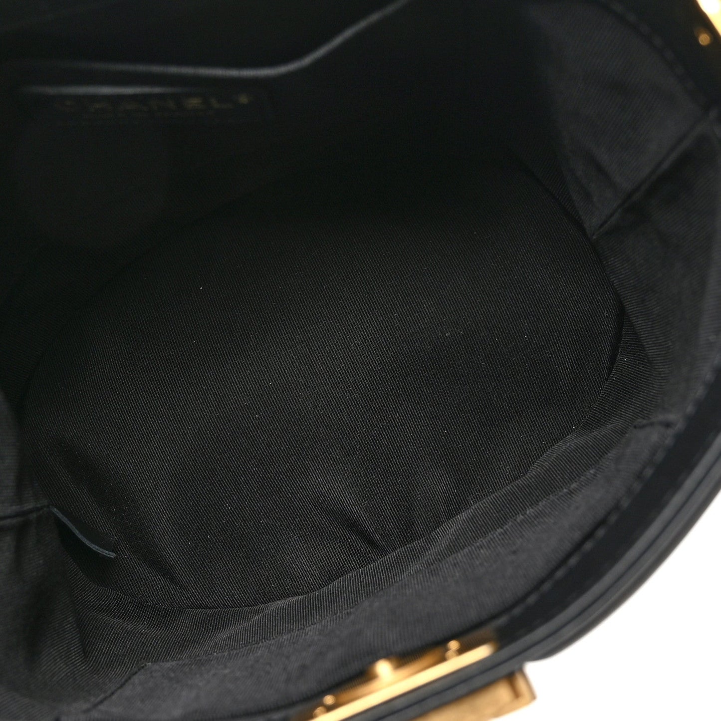 Calfskin Quilted Boy Bucket Bag Black