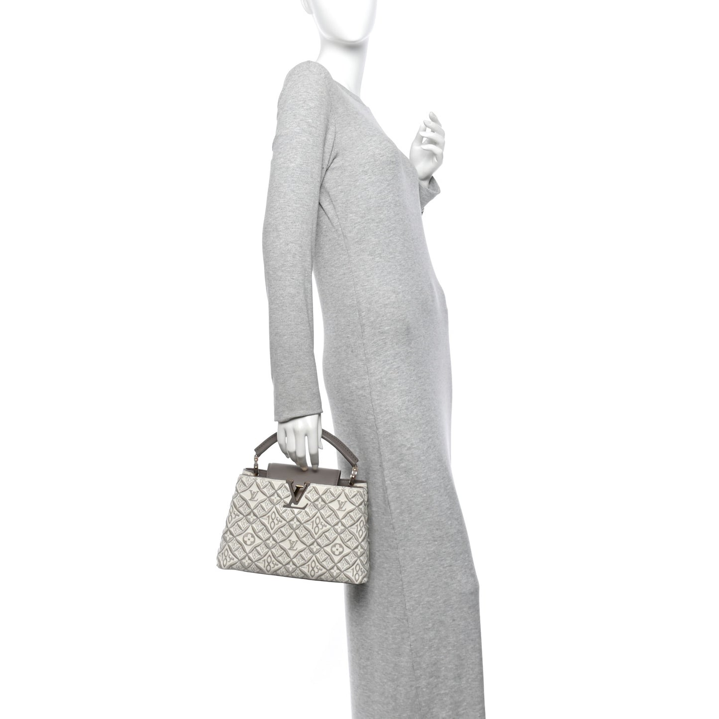 Calfskin Since 1854 Embroidered Capucines BB Ecru Taupe