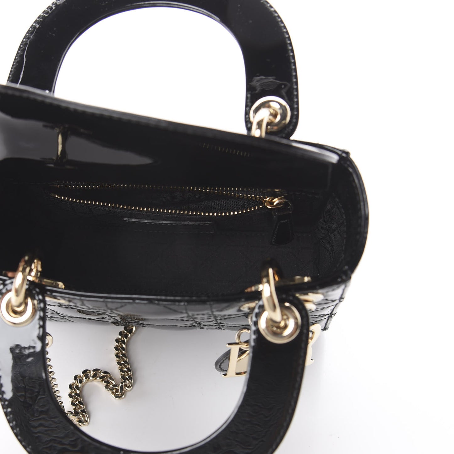 Patent Cannage Mini Lady Dior Black